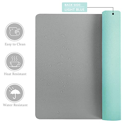 Image of Desk Mat Large Protector Pad - Multifunctional Dual-Sided Office Desk Pad,Smooth Surface Soft Mouse Pad, Waterproof Desk Mat for Desktop, Pu Leather Desk Cover for Office /Home(Grey, 36 inch x 17 inch)
