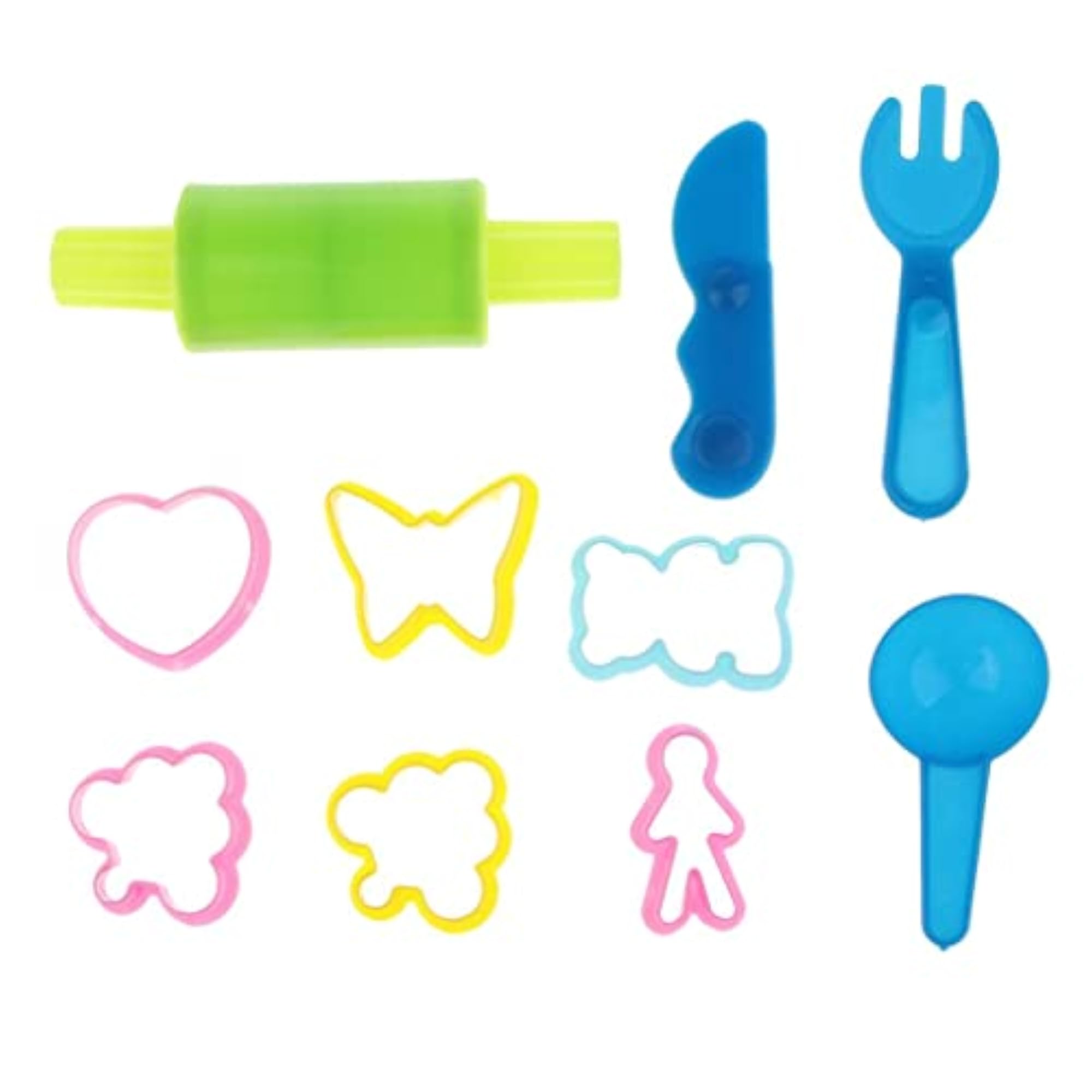 Plastic Kids Clay Dough Cutters Rollers Moulds Set, 10pcs
