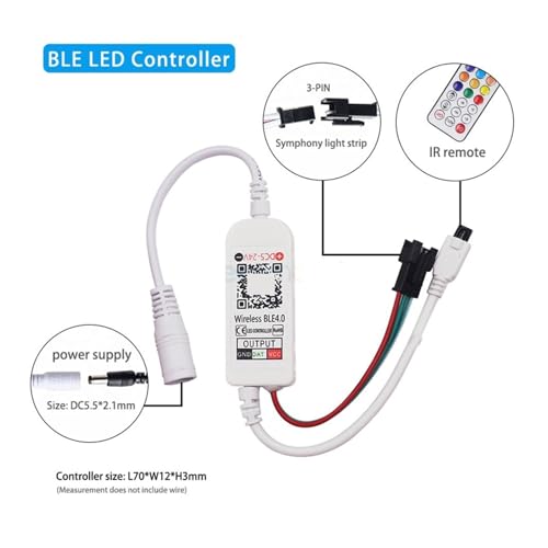 Contrôleur LED Symphony mini gradateur 1024 pixels avec télécommande 21 touches pour ruban magique