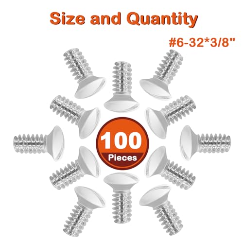 100PCS Wall Plate Screws,3/8\" Long 6-32 Thread,White Outlet Cover Screws,Oval Head Slotted Light Electrical Cover Panel Switch Plate Screws (White, 3/8\") - Thumbnail 2