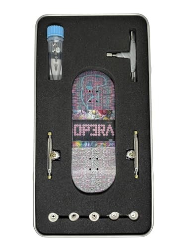 LEEFAI 34mm Pro Fingerboard Complete Set Up 34x96mm-Maples Wood Deck UV Printing Graphic 4.0 Finger Skateboard Trucks & 5 Urethane Wheels-Op3ra V3-Floral