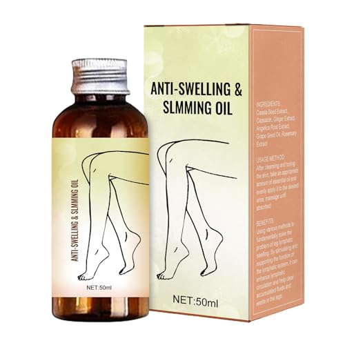 Aceite Masaje para Piernas, 50ML Aceite Masaje Drenaje Linfático Natural, Aceites Masajes No Pegajoso para Dolores Musculares, Aceites Masajes Hidratante Pies Piernas, para Mujeres & Hombres,