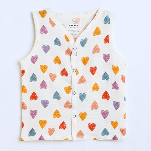 Image of The Boo Boo Club Organic Cotton Baby Jhabla | Pack of 4 Newborn Sleeveless Jabla | Newborn Infant Summer Wear | Soft & Breathable Muslin Fabric | Easy Button Closure Vest