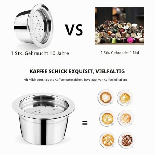 i Cafilas Wiederbefüllbare Kfee Kaffeekapsel aus Edelstahl Wiederverwendbare Refill-Kapsel Kaffeefilter für Caffitaly Tchibo Cafissimo ALDI… – Ansicht 4