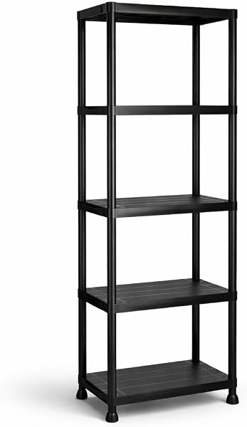 Estantería de Plástico Multiuso 5 Baldas 170x60x30cm | Estantería Almacenaje | Estantería Resistente | Estantería para Garaje | Trastero | Cocina | Oficina | Lavadero | Montaje sin Herramientas - 1