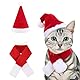 XIKTTK Katzen Hunde Weihnachtskostüm, Weihnachtsmütze Katze, Katzenkostüm Weihnachten, Hund Weihnachtsmütze, Kleine Weihnachtsmützen Katze Schal, für Welpen Kätzchen Weihnachten Party Kostüm