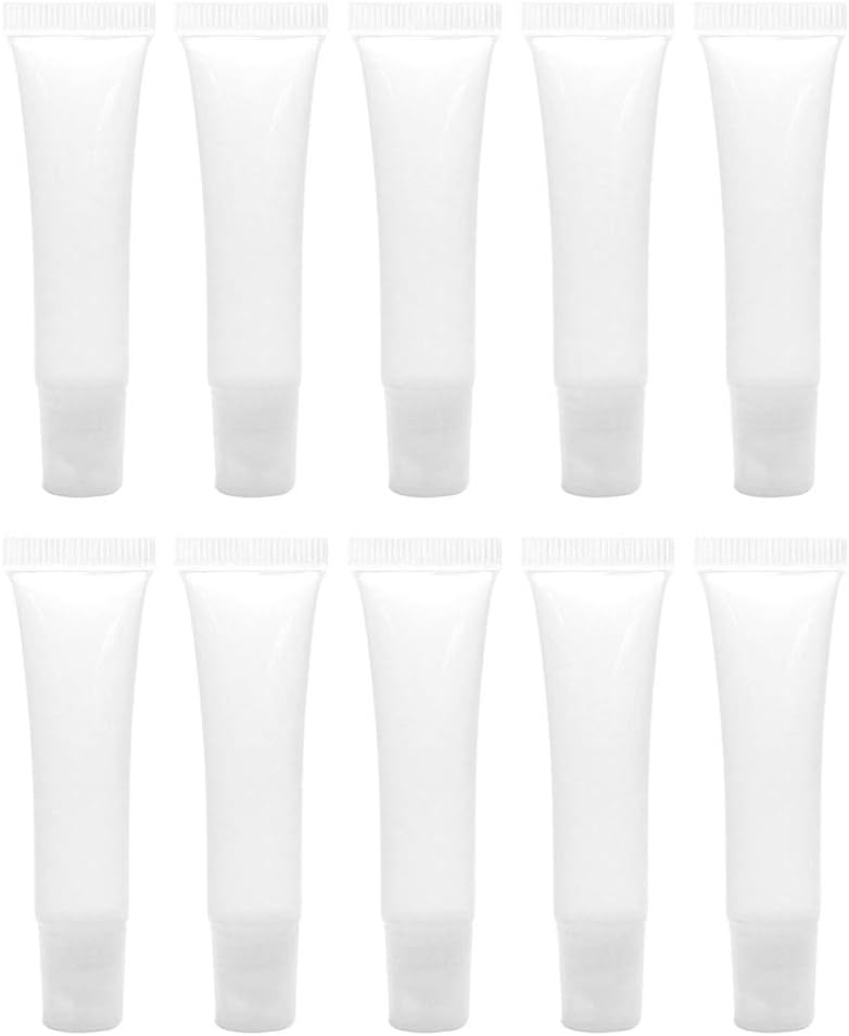 dukesong Plastic Clear Spray Bottle 10Pcs 10ml Lip Gloss Balm Lotion Container Tube Empty Cosmetics Travel Bottle White