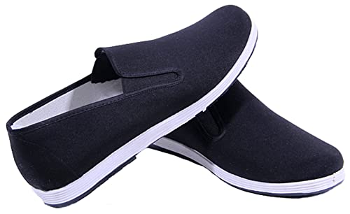 WUIWUIYU Mens Womens Black Slip-On Martial Art Kung-Fu Tai-Chi Soft Cushion Layers Shoes House Slippers2