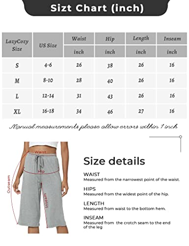 Lazycozy Bamboo Capri Pajama Pants For Women Wide Leg Lounge Pants Soft Casual Pj Bottoms Sleep Pants Lightweight Sleepwear, Blue, Large #TOP5