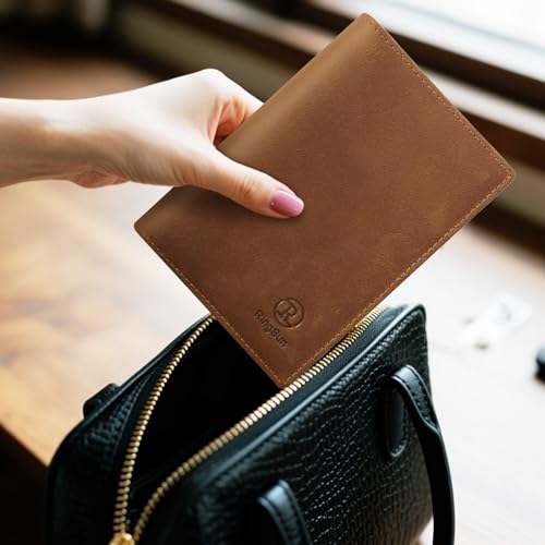 Ringsun Leather Passport Cover for Men Women, RFID Passport Wallet Case Travel Passport Holder for Family by Ringsun - Used condition - Image 7