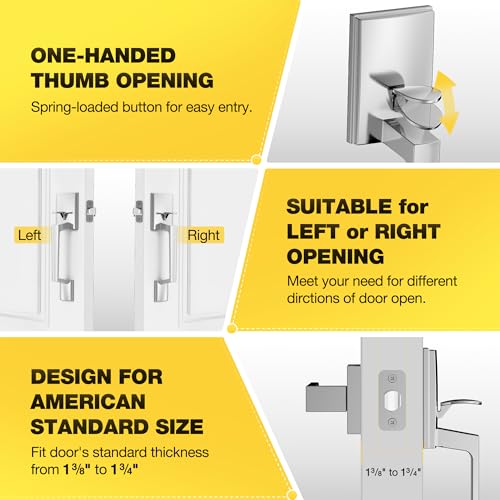 Image of Kolet Front Door Handle, Handle Set with No Lock, Exterior Entry Door Handle, Heavy Duty Zinc Alloy, Reversible for Right & Left Opening, Deadbolt Not Included, Satin Nickel