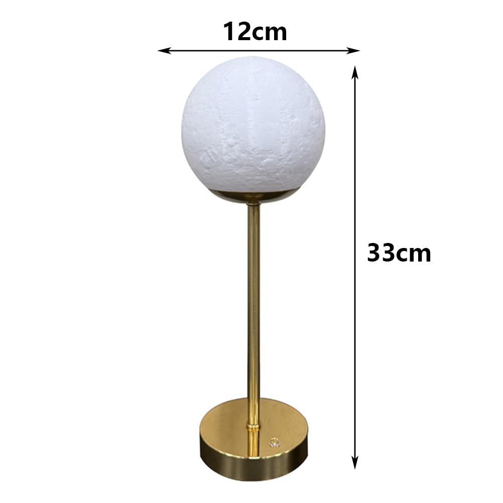 AoLa Akku Tischlampe Kabellose LED Mond Tischleuchte Dimmbar mit Touch Control Kugel Mond Lampe USB Aufladbar Batteriebetrieben Nachttischlampe Ohne Kabel Kinderzimmer Deko Nachtlicht Gold