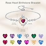 TOUPOP Rose Heart Birthstone Bracelet for Women 925 Sterling Silver Butterfly Love Heart Jewelry Anniversary Birthday Mothers Day Gifts for Her Girlfriend Wife Mom - Image 5