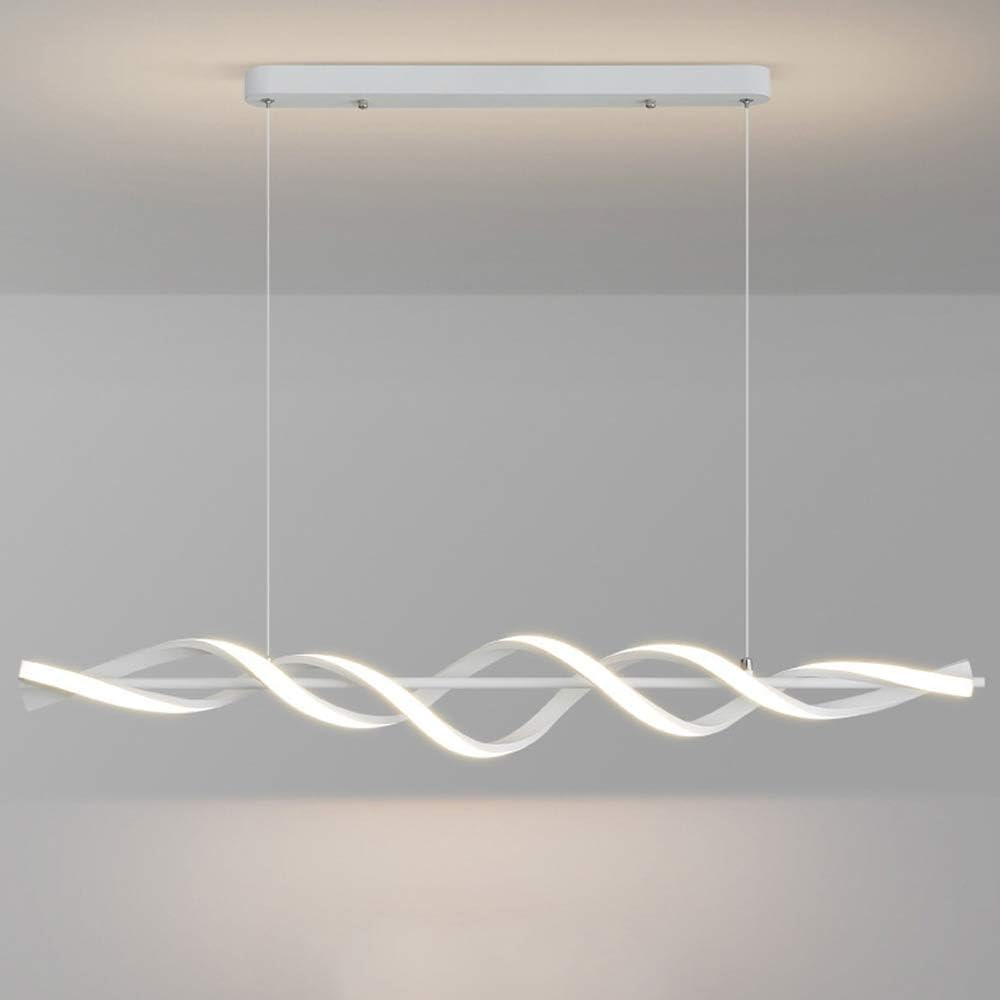 Chandelier linéaire LED moderne blanc métal lede lighte irrégulière tri-couleur pour grand salon
