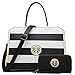 Dasein Women's Structured Designer Satchel Handbag Work Bag Shoulder Bag With Matching Wallet (02-6900 Black/White)