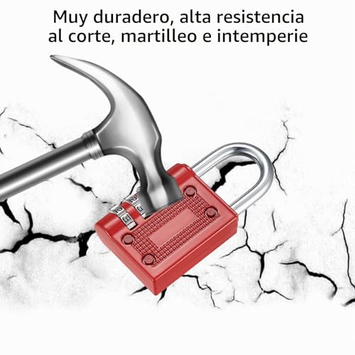 Miniatura 5 de 3 Piezas Candado De Combinación, Candados De Combinación Seguridad De 4 Gígitos, Candados De Metal Impermeable, Para Casillero De Gimnasio, Escuela