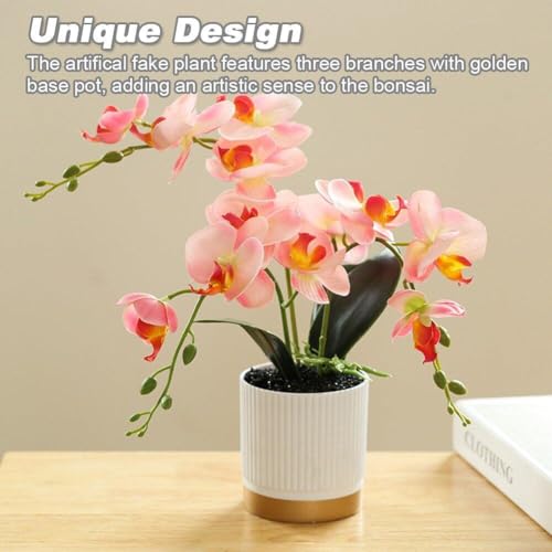 Orchidée bonsaï artificielle haut de gamme en pot céramique design - 8