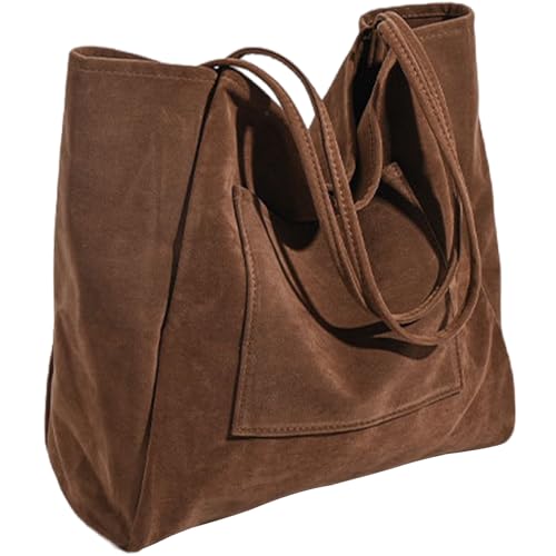 Sac fourre-tout en cuir suédé avec poche avant : le cabas ultra logeable