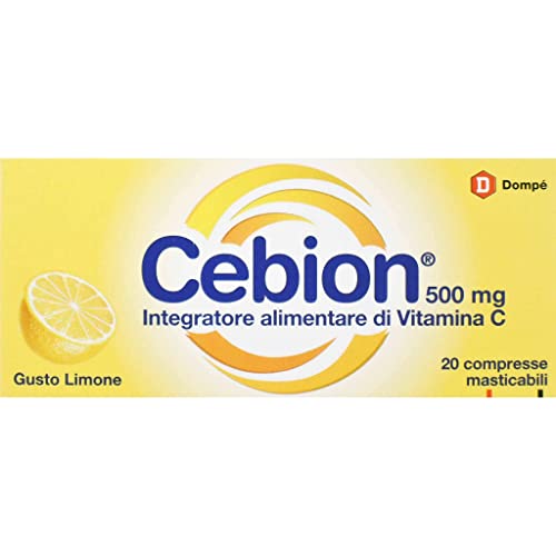 DOMPE CEBION Integratore Alimentare di Vitamina C, Gusto Limone, 20 Compresse Masticabili