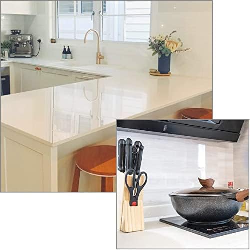 Sticky Back Plastic, Kitchen Worktop Covering 40X500cm, Splashbacks for Walls, Contact Paper Self Adhesive, Kitchen tile Wwall Protection Film, Contact Paper, Book Covers Plastic Clear, Laminator