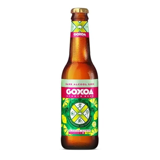 Goxoa Blanche Citron 0.0% - Bière Sans Alcool, Ultra Désaltérante, Source de Vitamine C, Rafraîchissante et Post-Training, Saveur Citron, Idéal Sportifs et Actifs (Pack de 12)