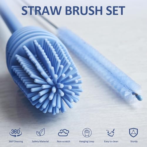 Image of 2 in1 Water Bottle Brush with Straw Brush, Cleaning Brush Set