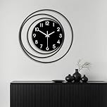 16inch Decorative Wall Clock, Silent Non-Ticking Quality Quartz Battery Operated, Large Wall Clock for Living Room Kitchen Home Bathroom Bedroom Wall Decor, Black