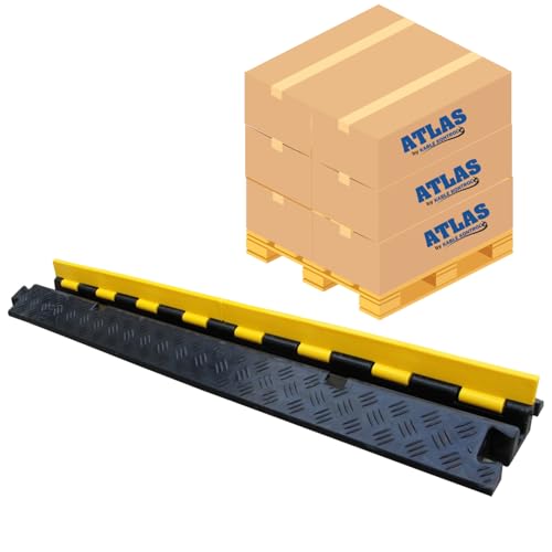 Kable Kontrol Atlas Heavy Duty Cable Protector Ramp - 1 Channel Bulk Wholesale Pallet - 40 Pcs - 39" Long Black & Yellow - 24,000 Lbs Capacity - Rubber Speed Bump Wire Protector Cord Cover - CP9896
