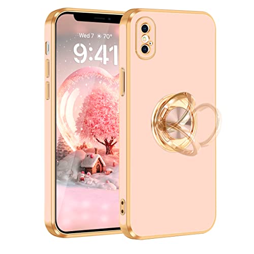 Coque iPhone X/XS Fingic avec anneau support magnétique en TPU antichoc gris