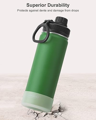 Image of koodee Insulated Water Bottle, 22 oz Stainless Steel Double Wall Vacuum Wide Mouth Sport Bottle with Leakproof Spout Lid(Grass Green)