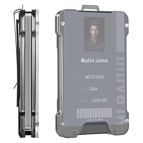 FDKOBE Minimalist Metal Wallet for Men with Clear Window ID Badge Holder - Ultra-Thin Aluminum Credit Card Wallet Holds up 15 Cards - RFID Blocking Wallets with Money Clip Cover