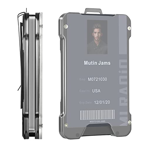 Minimalist Metal Wallet for Men with Clear Window ID Badge Holder, RFID Blocking Aluminum Card Wallets with Money Clip
