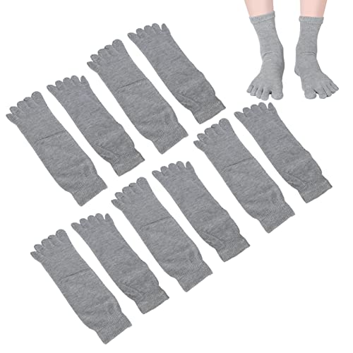 5 Paar Zehensocken, Fünf-Finger-Socken, Atmungsaktive Fünf-Finger-Socken Verhindern Fußgeruch Laufende Yoga-Socken für Männer (Grau)