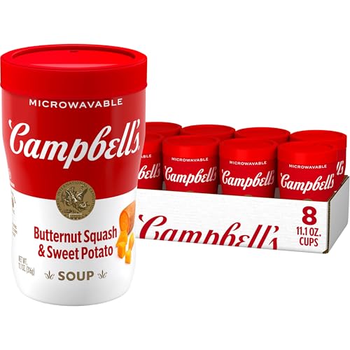 Campbell’s Sipping Soup, Butternut Squash and Sweet Potato Soup, 11.1 oz Microwavable Cup (8 Pack)