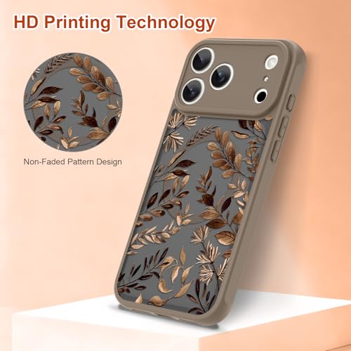 Coque iPhone 17 Pro Max MagSafe antichoc marron motif feuille de 17 cm - 4