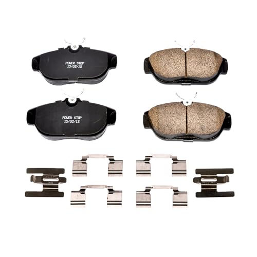 Image of PowerStop Front Brake Pads for Volvo 740 1991-92 |940 1991-95 |960 1992-97 |S90 1997-98 - Z17 Ceramic Brake Pads with Installation Hardware, 17-542