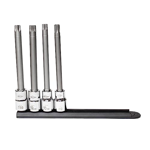 Mayhew Tools 16050 Long Custom Head Bolt Insert Socket Bit Set, Chrome, 4-Piece