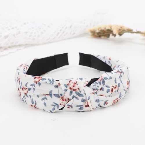 Image of DRESHOW Headbands for Women and Girls Flower Printed Knotted Plastic Head Band Fashion Boho Wide Hairbands Non Slip Hair Accessories 4 Pcs