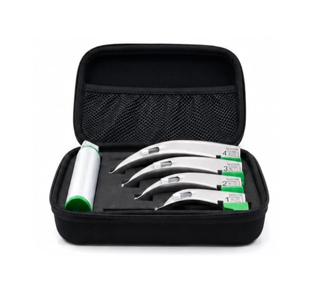 Fiber Optic Laryngoscope Set with 4 Macintosh Blades Economical | Standard Handle, Sizes 1 to 4, Portable Carry Case, Fiber Optic Light, Economical Set-image-37