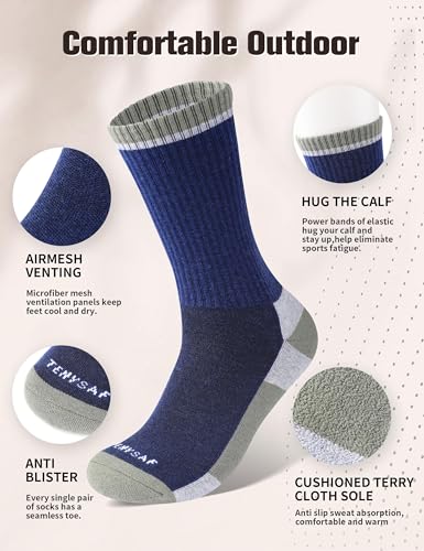 Wool Hiking Socks for Men - Women Lightweight Crew Merino Wool Socks with Cushion for Camping Hunting Work,4 pack3