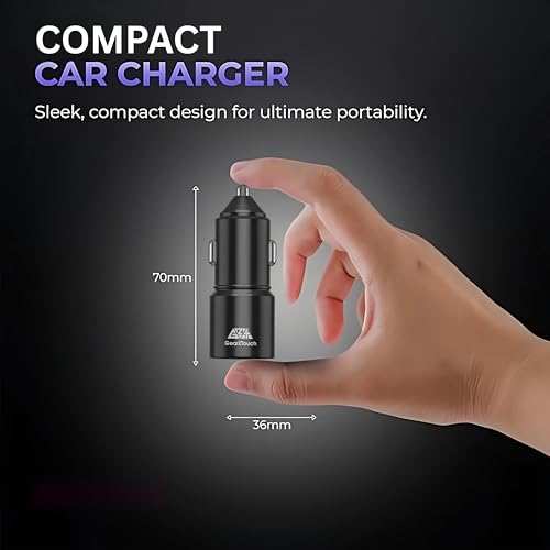 Image of 90W Dual Port Fast Smart Car Charger with 1.2M C-I Cable SuperVooc All Metal PD Quick 45W + 45W Fast Charger Compatible with iPhone & Android Samsung, Vivo, Oppo & Tablets All Brand-Black