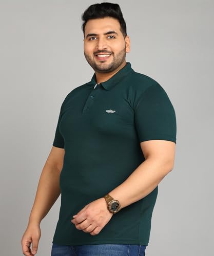 Image of INKKR Plus Size Men's Regular Fit Solid Polo Tshirt