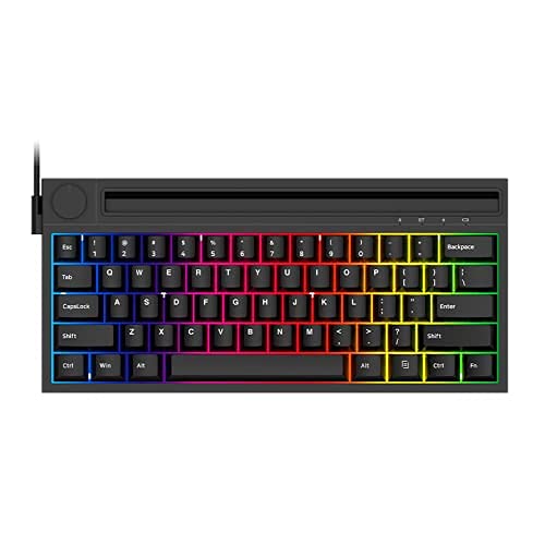 Yunzii Ajazz K620T Wireless Mechanical Keyboard With Integrated Stand Phone Holder With 61 Keys，Rgb Backlit, Volume Botton, And Pbt Keycaps For Win/Mac/Gaming (Blue Switch,Black) #TOP24