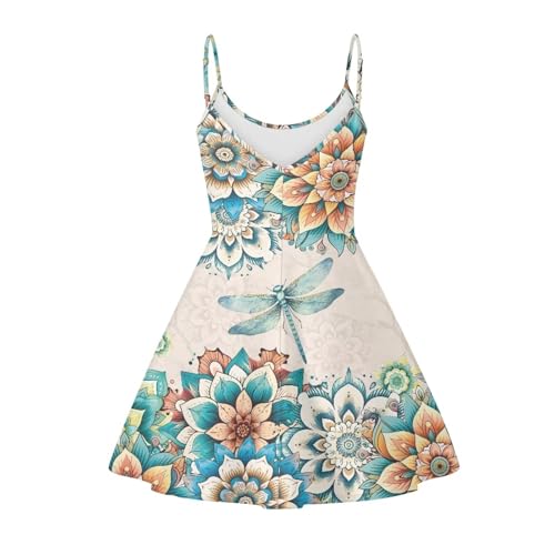 Image of Cozeyat Women Girls Summer Sleeveless Dress Casual Swing Beach Cover Up Knee Length Dresses,Large Size XS-4XL