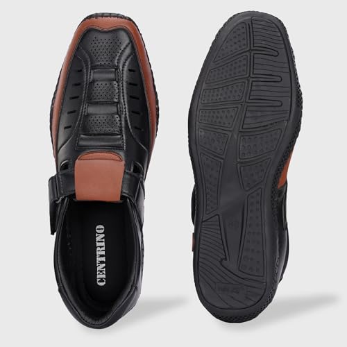 Image of Centrino Men's Fisherman Sandals | Cushioned Insole & Hook & Loop Straps | Trendy Sporty Design with Premium Upper | Closed-Toe Sandals for Travel & Walking (6618)