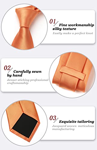 Image of HISDERN Mens Solid Color Ties Formal Satin Necktie and Pocket Square Set Classic Wedding Business Tie & Handkerchief