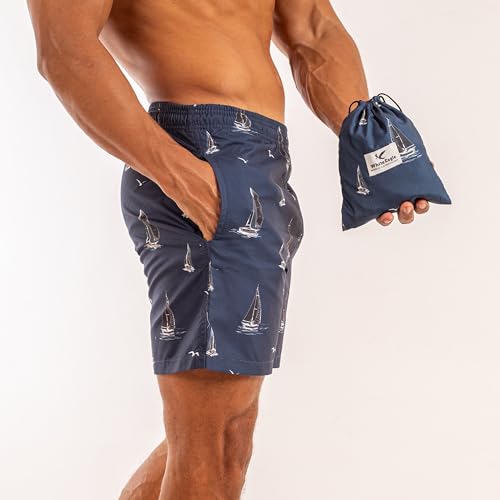 شورت سباحة وحقيبة مطابقة للرجال من وايت ايجل (قارب، 5XL)