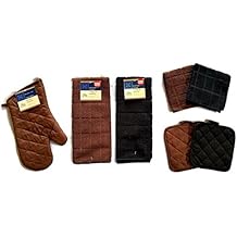 Home Collection Bundle of Kitchen Linens Featuring Kitchen Towels, Pot Holders, Oven Mitts, Dish Drying Mat 6, Fall Leaves