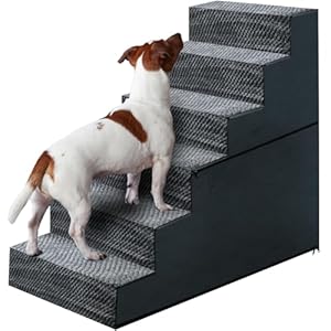 28″ H Dog Stairs for Small and Medium Dogs 6-Step Ramps for High Beds and Couch Non-Slip Extra Wide Pet Stairs for Old Dogs and Puppy and Cat – Stable & Durable with Machine Washable Cover Indoor