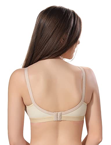 Image of Fabme Women's Cotton Seamless Non-Padded Non-Wired Bra, Cross Belt, Heavy Support, Double Layer Cups, Broad Elastic Bra